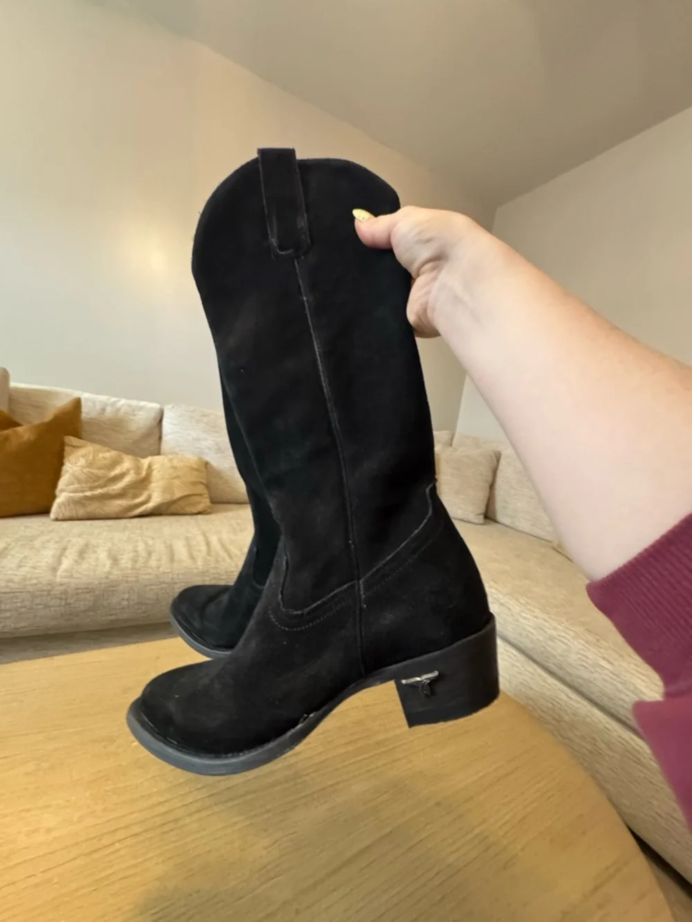 Lane Women's Black Knee High Suede Boots - Picture 2 of 4